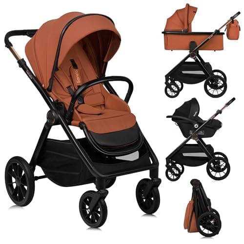 LIONELO Layla Passeggino 3 in 1 con Navicella e Seggiolino Auto, 0-48 Mesi