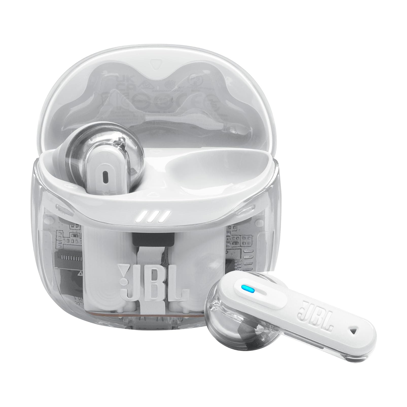 JBL Tune Flex Ghost 2, Écouteurs sans Fil Bluetooth, 48 h d'autonomie, résistance à l'eau et à la poussière IP54, résistance à l'eau et à la poussière IP54, Connexion multipoint, White Ghost