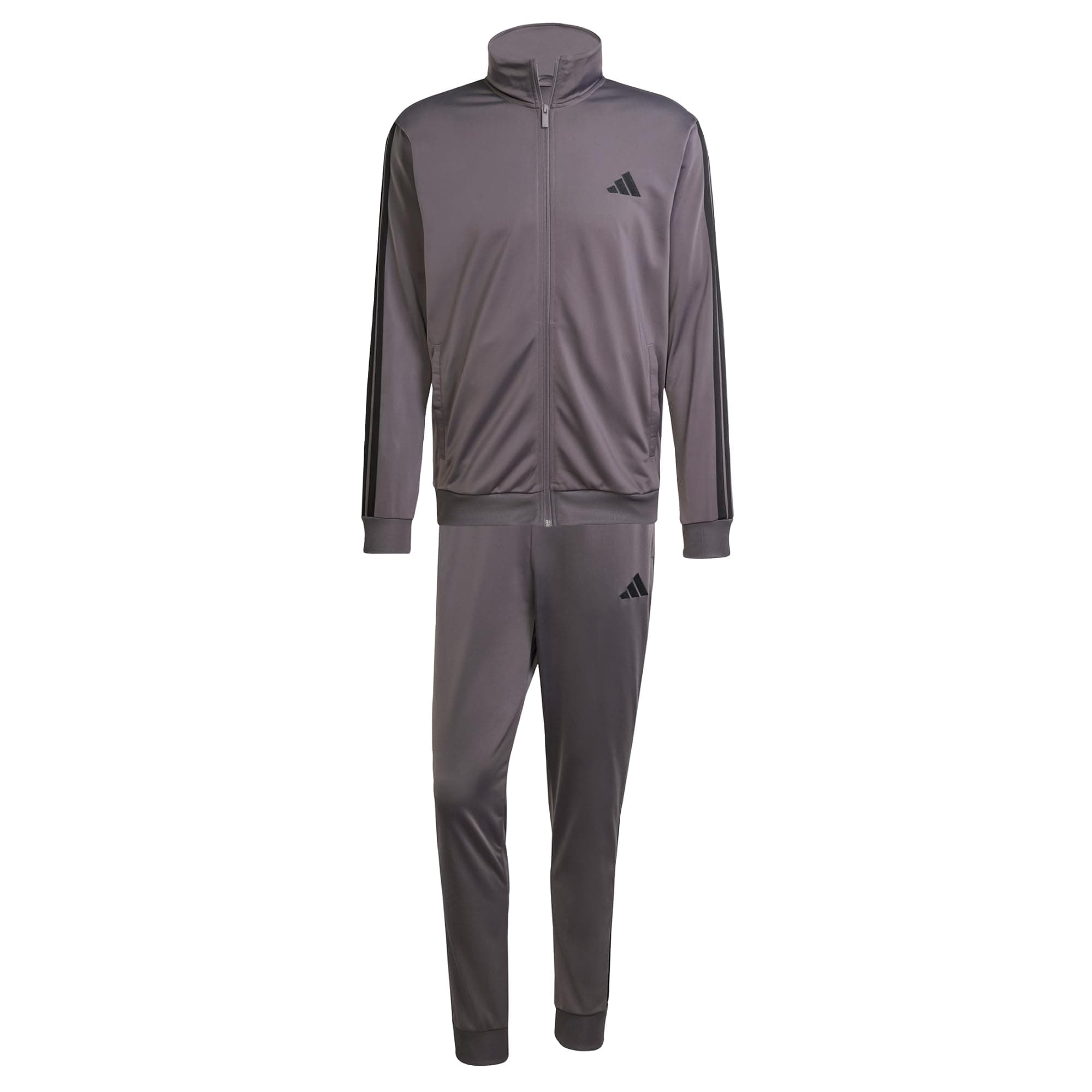 adidas Uomo Sportswear Basic 3 Stripes Tricot Tracksuit, Tuta da Allenamento, Multicolore (Grey Strata), XXL