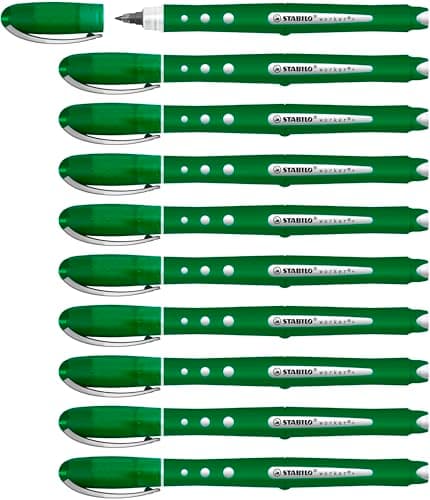 STABILO Stylo roller Worker+ colorful - Lot x 10 stylos pointe moyenne - Vert