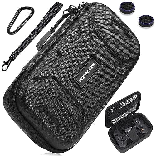 WEPIGEEK Étui pour Manette Mobile Backbone One/PlayStation Edition, Sac de Transport Rigide, Sangle Solide, Doublure Douce, avec Poches pour Accessoires, Noir