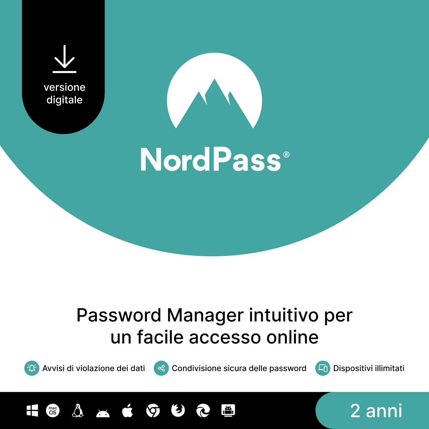 NordPass Premium, Dispositivi Illimitati, 2-Anni, Password Manager, Codice Digitale