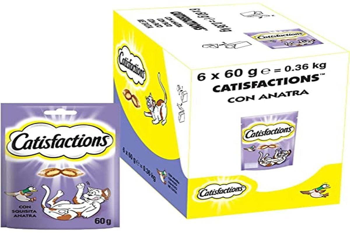 Catisfactions Friandises pour Chat au Canard en Sachet de 60 g - Pack de 6