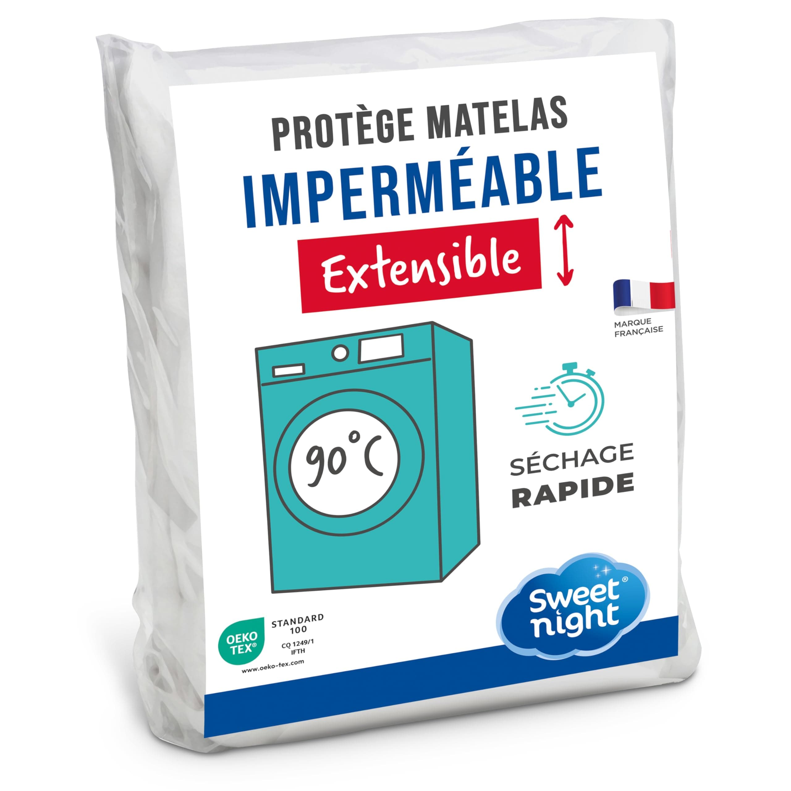 SWEET NIGHT - Protège-Matelas - Alèse 180x200 cm - Imperméable, Respirant & Silencieux - Forme Drap-Housse Bonnet 37 cm - Lavable Machine 90°C - Certifié Oeko-Tex