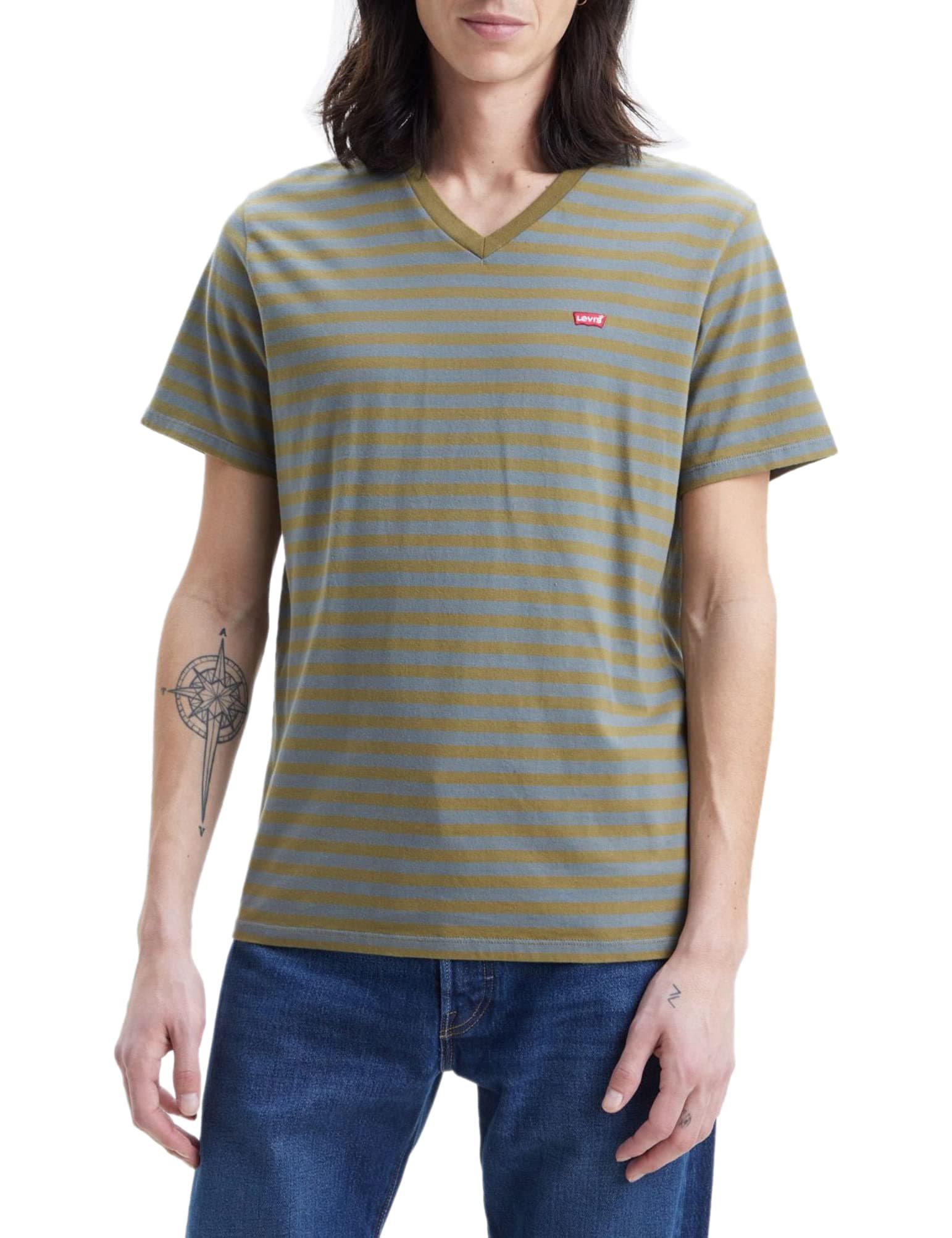 Levi's Homme Original Housemark V-Neck, Silver Lining Martini Olive, XS