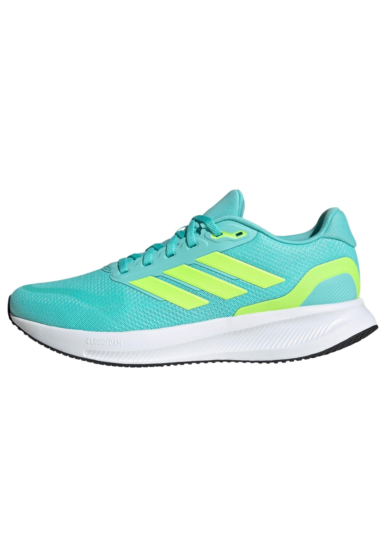adidas Runfalcon 5 Running Shoes, Zapatillas Hombre, Flash Aqua Lucid Lemon Core Negro, 48 EU