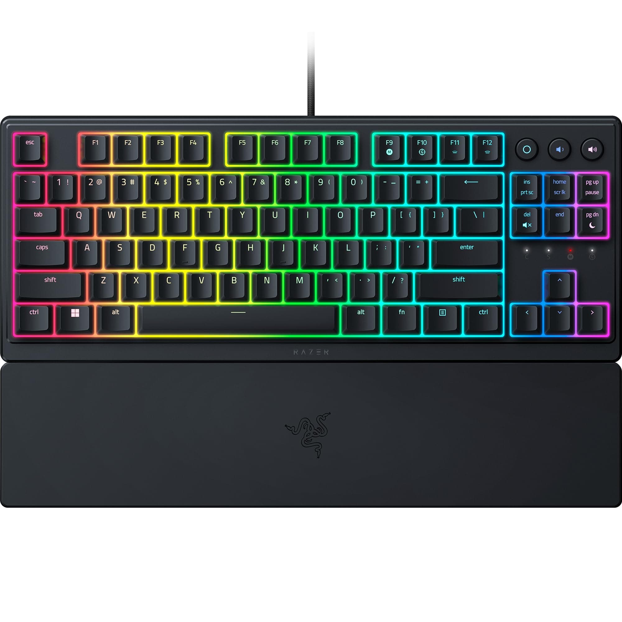Razer Ornata V3 Tenkeyless - Kompakte Flache Gaming-Tastatur (Mecha-Membran-Switches, Tastenkappen mit Anti-UV-Beschichtung, Beleuchtete Separate Medientasten) QWERTY US-Layout | Schwarz