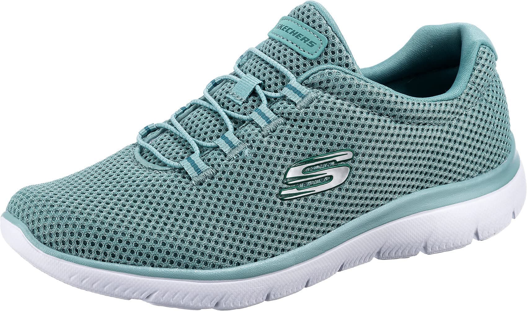 Skechers Summits Lite, Zapatillas Mujer, Sage Mesh White Trim, 40 EU