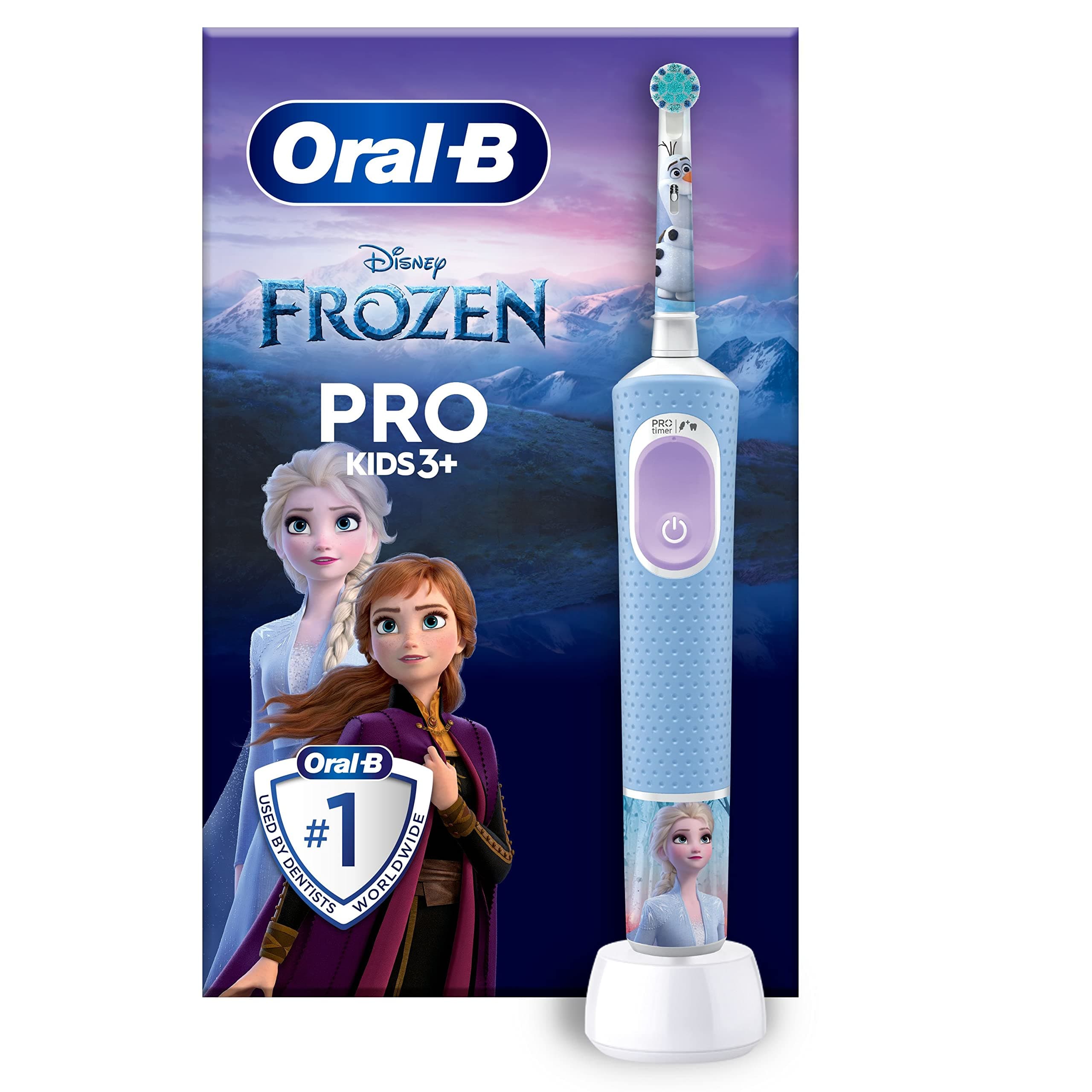 Oral-B Brosse Electrique A Dents Pro Kids Reine Des Neiges Disney, Routine Dentaire Des Enfants De 3 Ans Et Plus, Brossette De Rechange Frozen, Tête Ronde Oral B Pour Un Brossage Doux